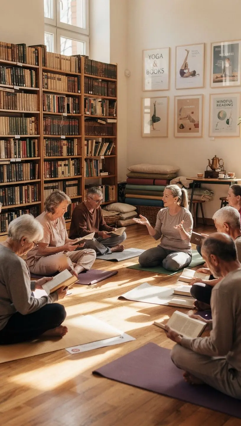 Starsza osoba korzystająca z podpór do jogi dla większej stabilności.