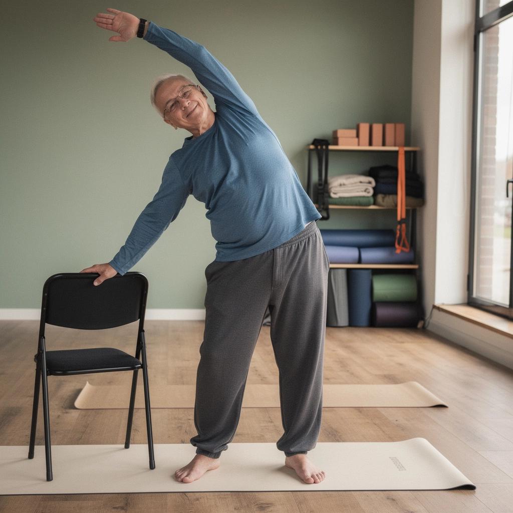 Zbliżenie na ręce starszej osoby podczas praktyki jogi.